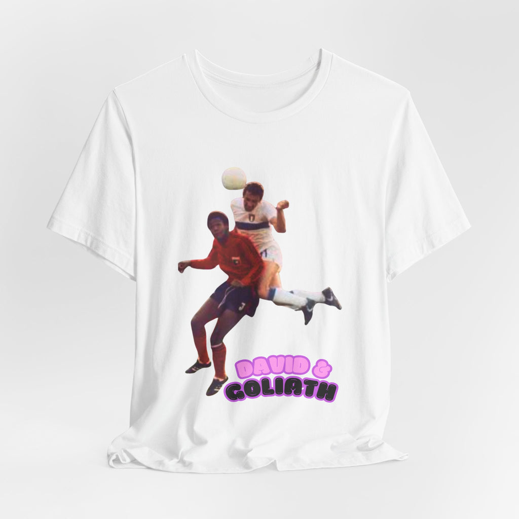 David & Goliath Soccer Tee — Retro Player Photo Graphic T-Shirt