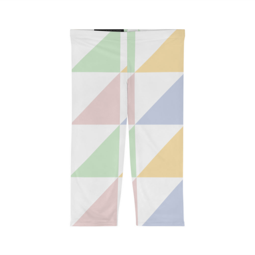 Pastel Triangle Capri Leggings - Women's Geometric Activewear