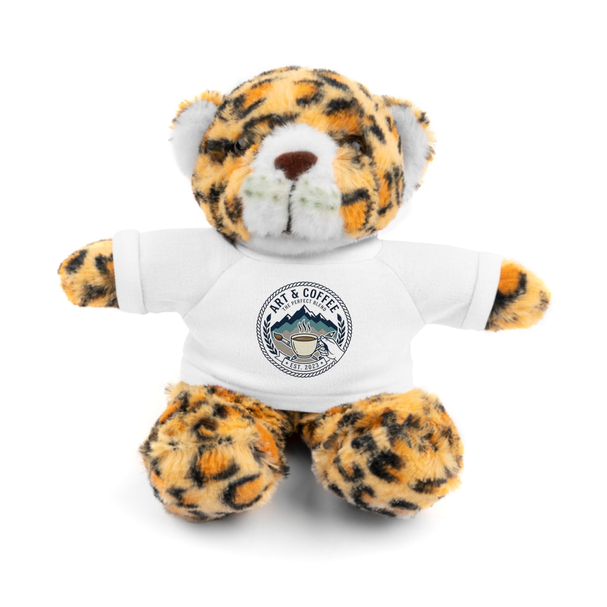 Plush Bear with 'Cats & Coffee' Tee - Cute Gift Teddy