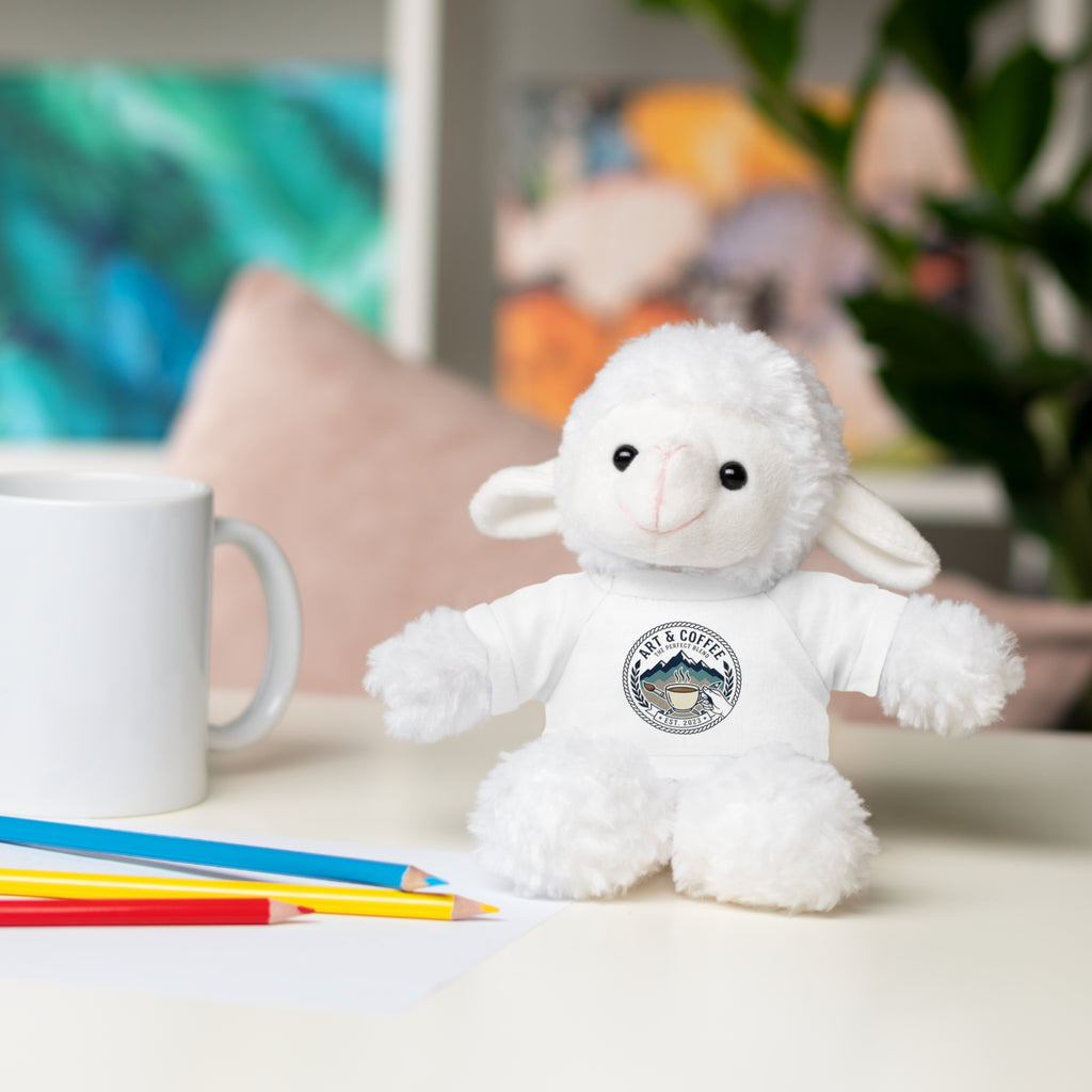 Plush Bear with 'Cats & Coffee' Tee - Cute Gift Teddy