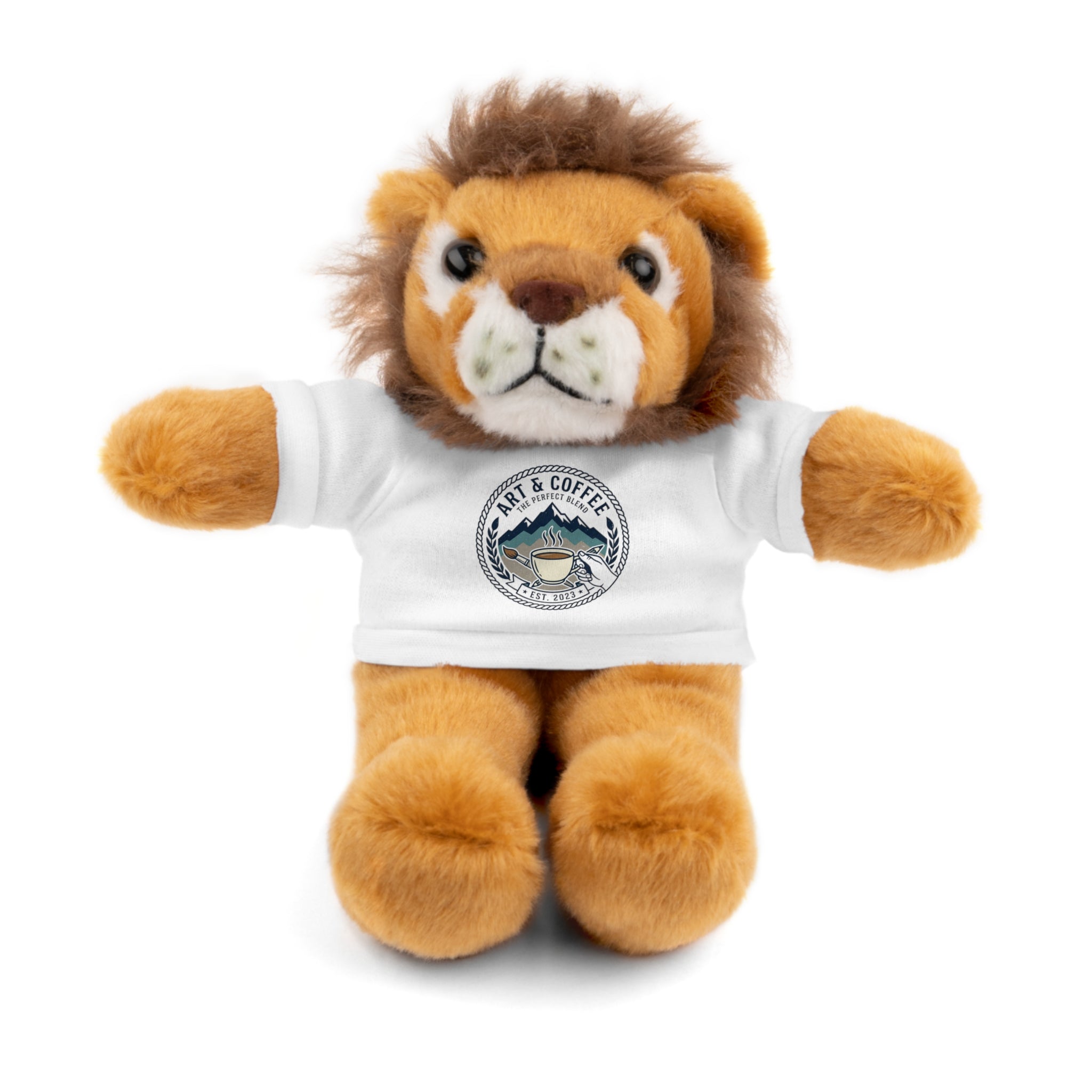 Plush Bear with 'Cats & Coffee' Tee - Cute Gift Teddy