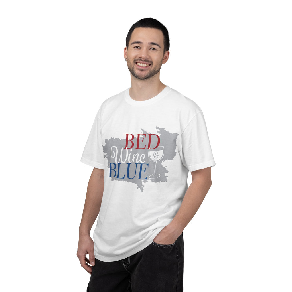 T-Shirt — "Bed Wine & Blue" Patriotic Wine Lover Tee