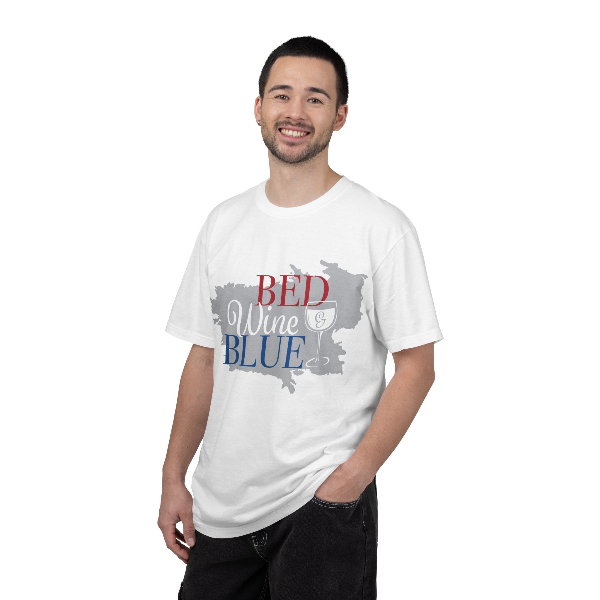 T-Shirt — "Bed Wine & Blue" Patriotic Wine Lover Tee