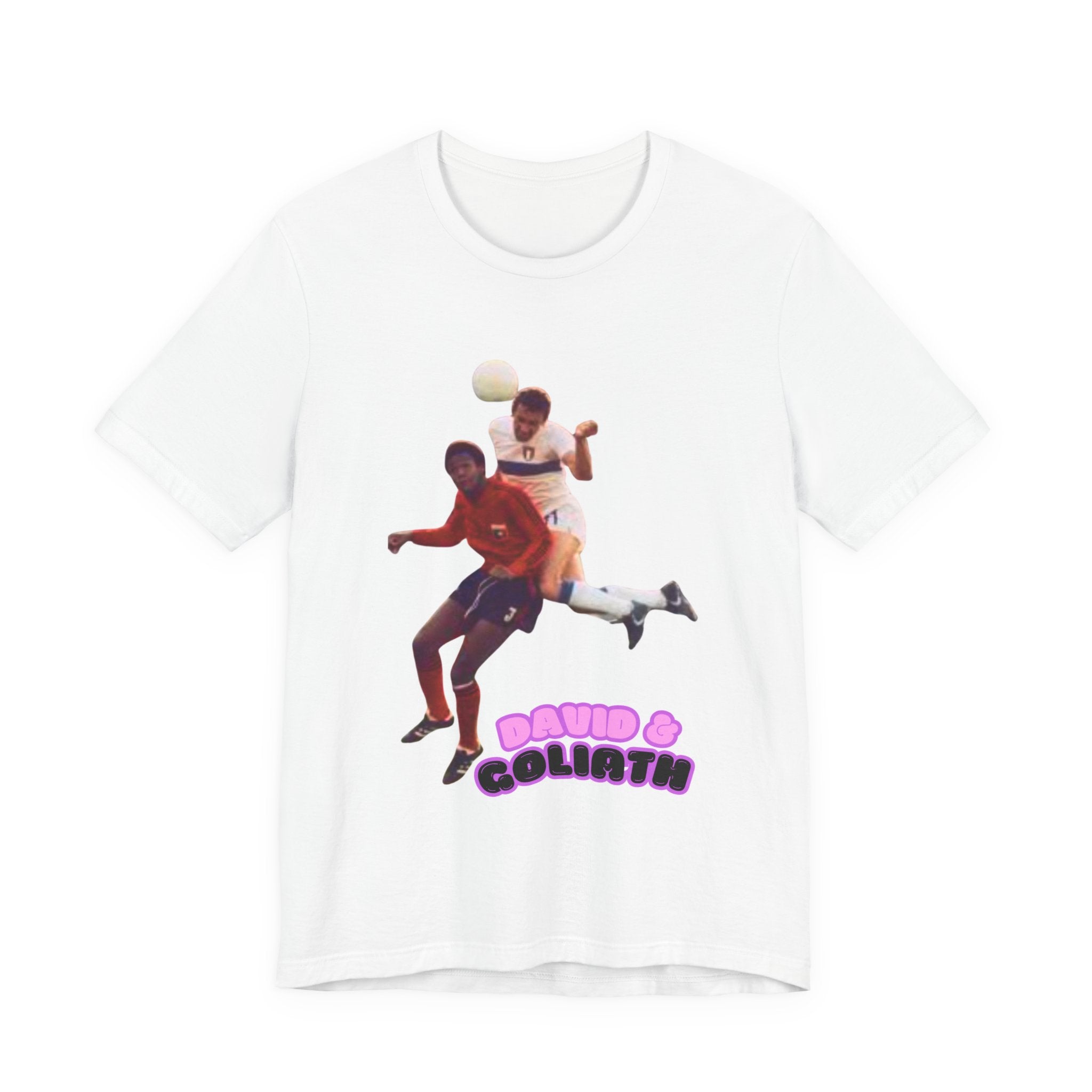 David & Goliath Soccer Tee — Retro Player Photo Graphic T-Shirt