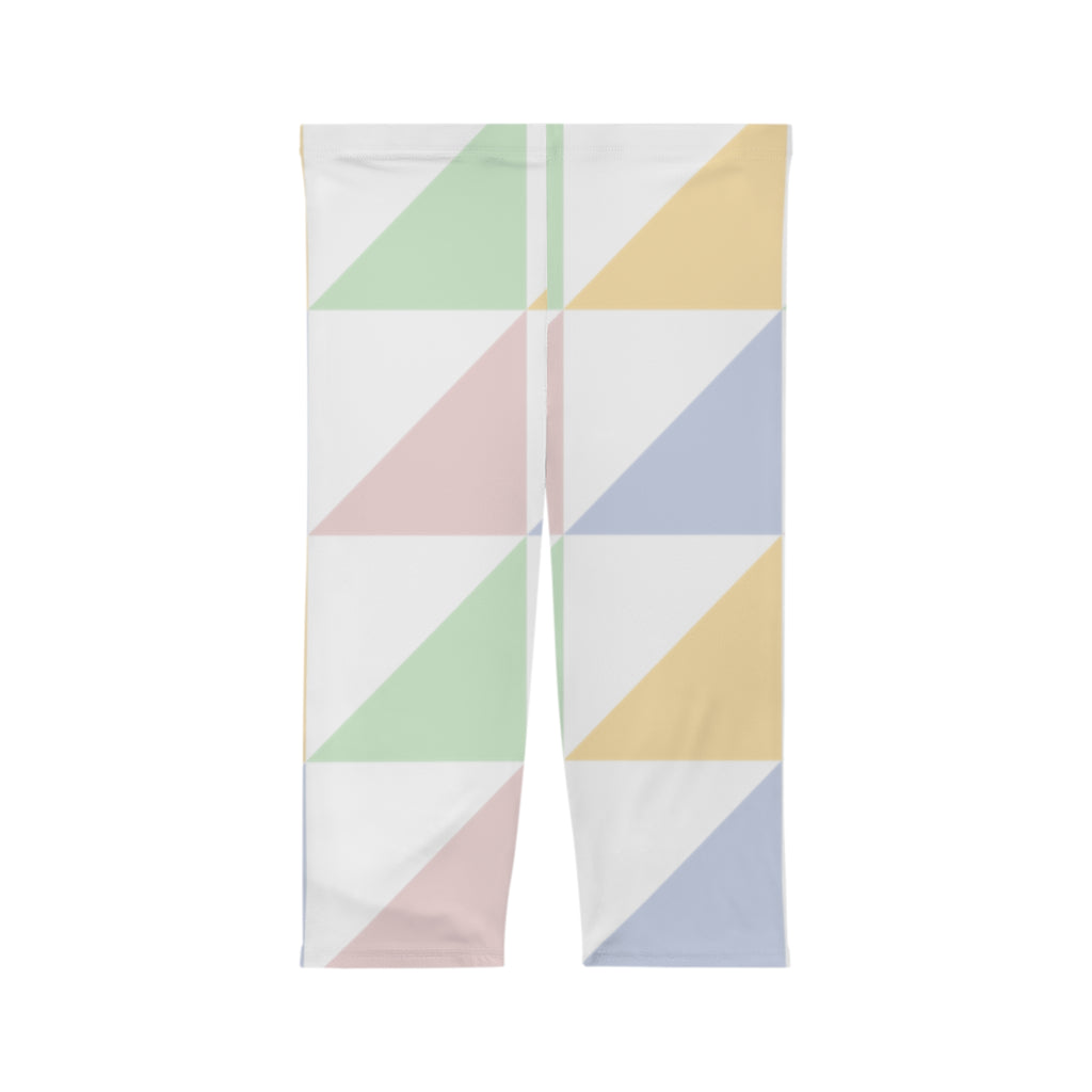 Pastel Triangle Capri Leggings - Women's Geometric Activewear