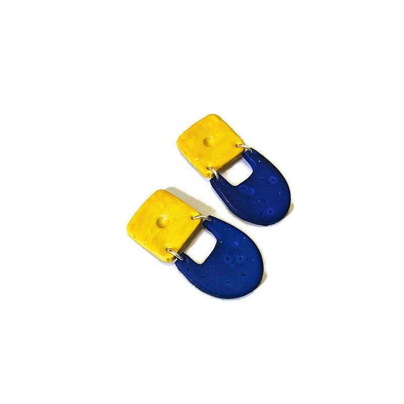 Black & Yellow Clip On Earrings for Non Pierced Ears- "Val"